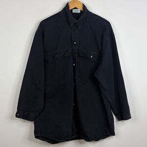 Vintage Jean Jacket Mens XXL Black Denim Shacket Oversized Relaxed Fit 80s 90s